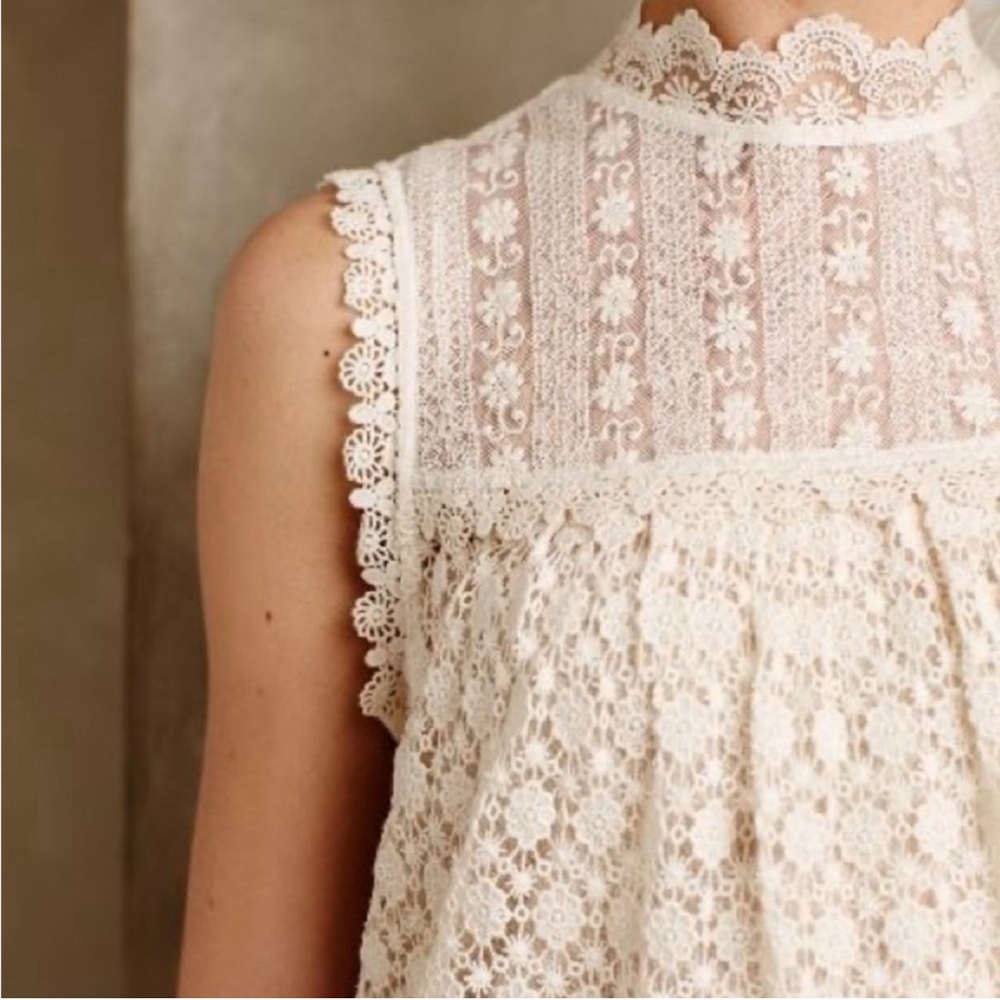 Anthropologie Cream Lace Blouse